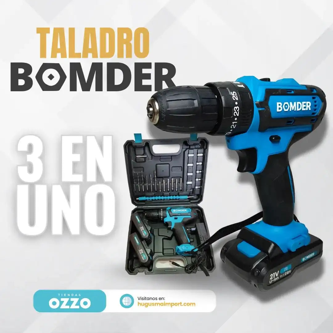 Taladro Bomder 3 en 1 Atornillador, Perforador y Percutor + 29 Accesorios
