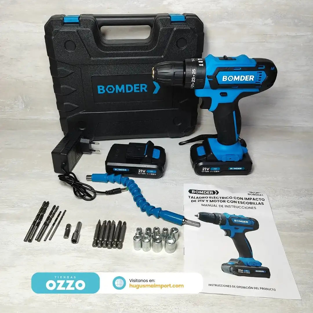 Taladro Bomder 3 en 1 Atornillador, Perforador y Percutor + 29 Accesorios