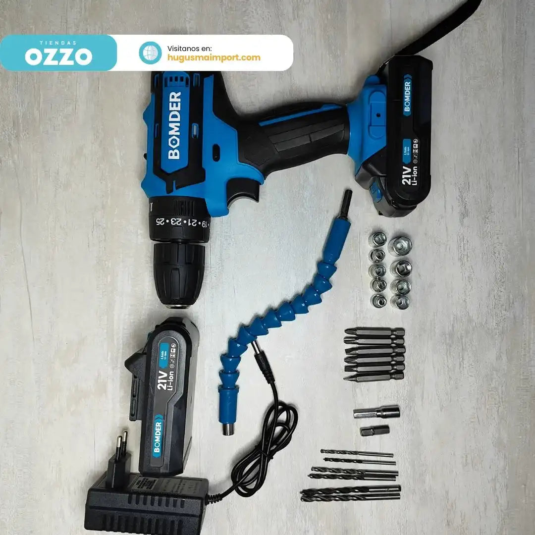 Taladro Bomder 3 en 1 Atornillador, Perforador y Percutor + 29 Accesorios