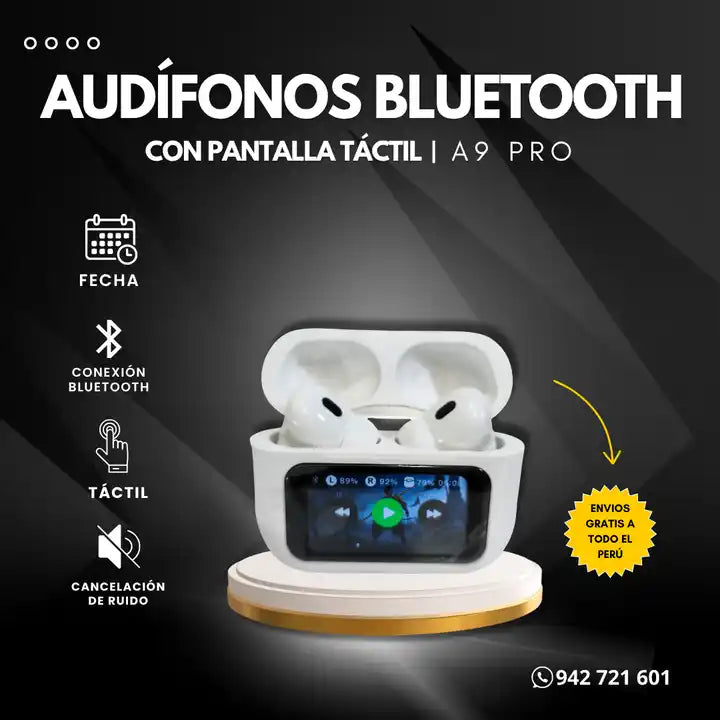 Audífonos Bluetooth con Pantalla Tactil | A9 PRO