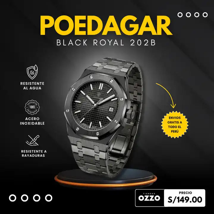 Reloj Poedagar Black Royal 202B